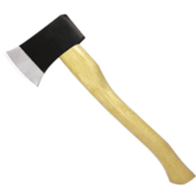 Axe with wood handle